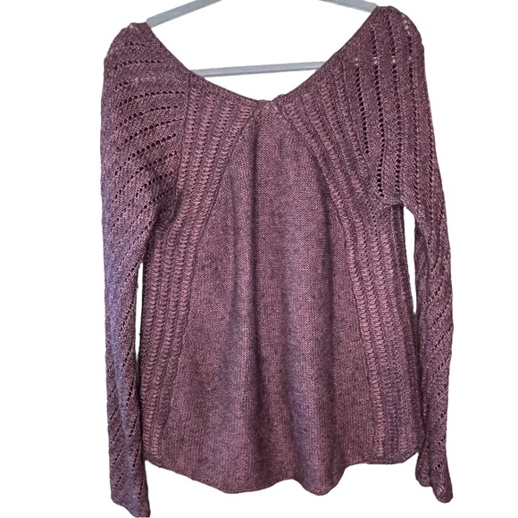 American Eagle Womens Wool Blend Maroon Sweater Long sleeves V Neck Size L - Picture 3 of 12
